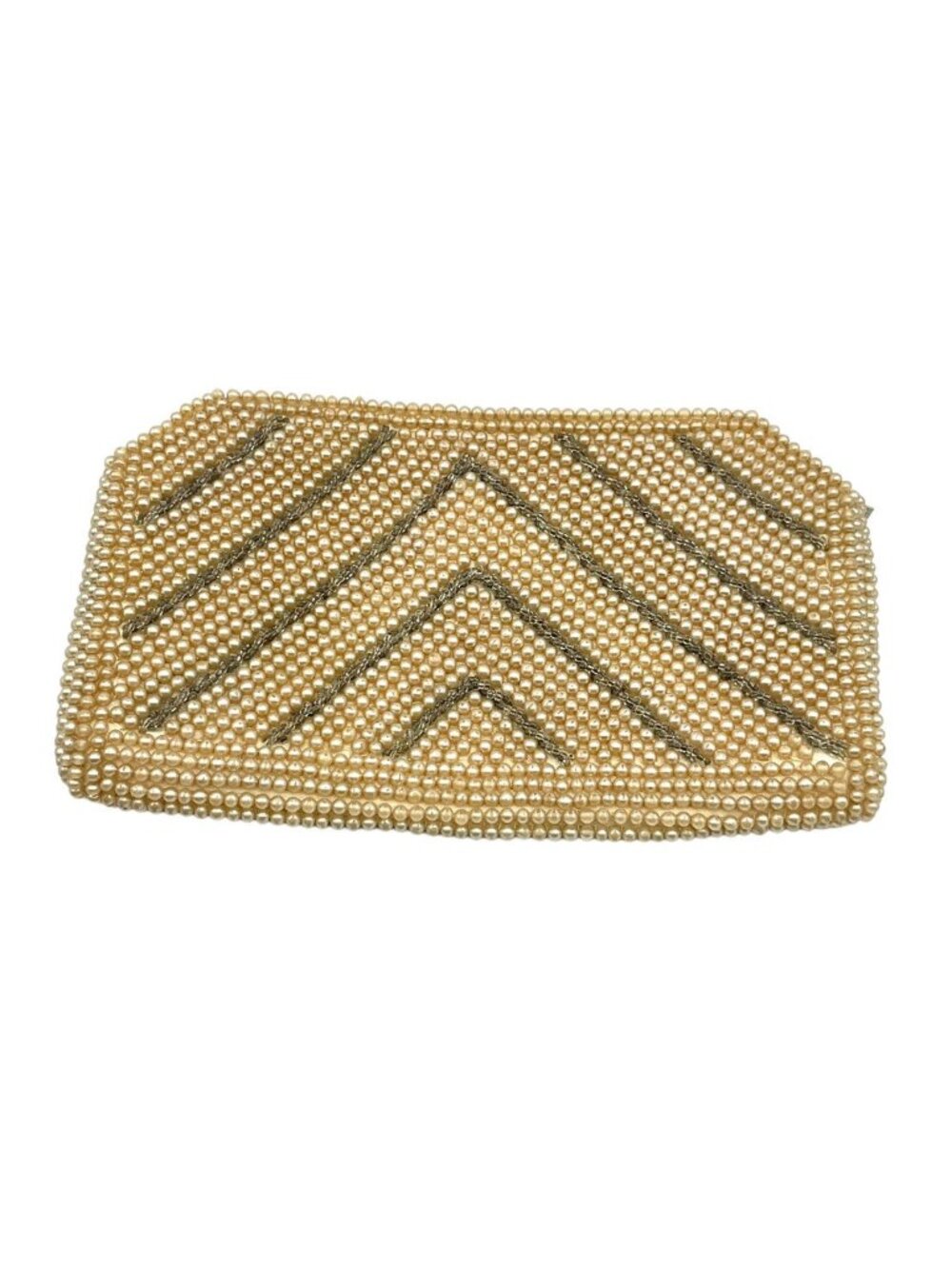 Vintage Cream Pearl Beaded Clutch Purse Handbag